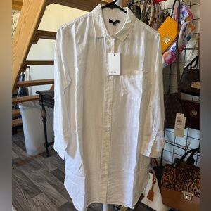 Quince 100% Linen Shirt Dress White XS NWT Button Front